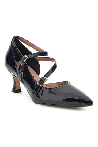Schwarze Pumps mit Riemchen und Absatz von Francesca Gritti, Modell P6040