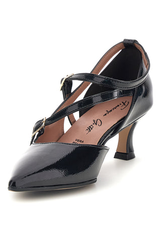 Schwarze Pumps mit Riemchen und Absatz von Francesca Gritti, Modell P6040