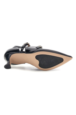 Schwarze Pumps mit Riemchen und Absatz von Francesca Gritti, Modell P6040