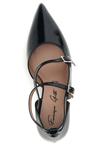 Schwarze Pumps mit Riemchen und Absatz von Francesca Gritti, Modell P6040