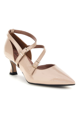 Nudefarbene Pumps mit Riemchen und Absatz von Francesca Gritti, Modell P6040