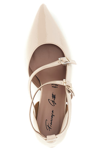 Nudefarbene Pumps mit Riemchen und Absatz von Francesca Gritti, Modell P6040