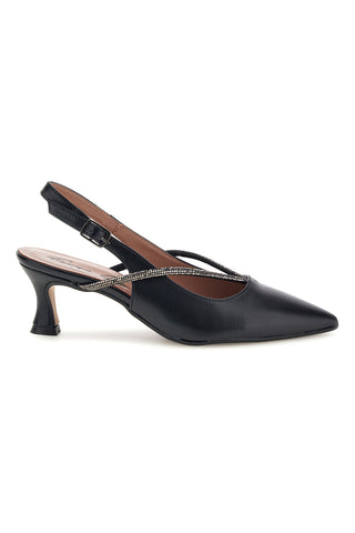Schwarze Slingbacks mit Schmuckriemen und Absatz von Francesca Gritti 150