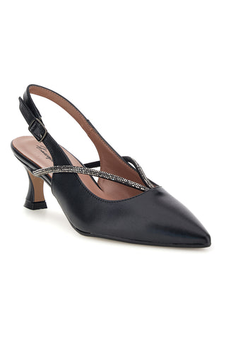 Schwarze Slingbacks mit Schmuckriemen und Absatz von Francesca Gritti 150