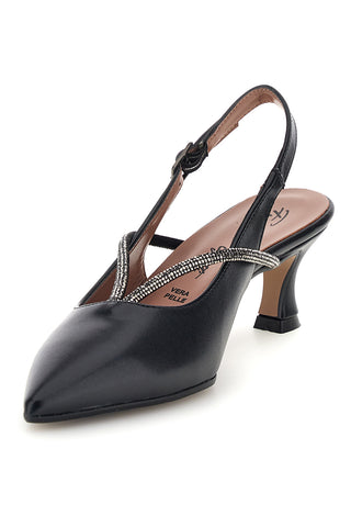 Schwarze Slingbacks mit Schmuckriemen und Absatz von Francesca Gritti 150