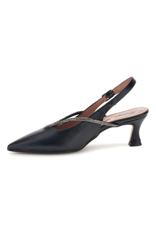 Schwarze Slingbacks mit Schmuckriemen und Absatz von Francesca Gritti 150