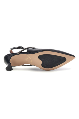 Schwarze Slingbacks mit Schmuckriemen und Absatz von Francesca Gritti 150