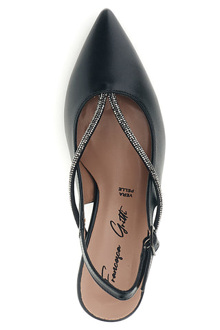 Schwarze Slingbacks mit Schmuckriemen und Absatz von Francesca Gritti 150