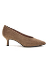 Beigefarbene Pumps mit niedrigem Absatz und spitzer Zehenpartie von Francesca Gritti, Modell P6049