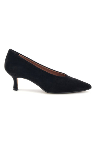 Schwarze Pumps mit niedrigem Absatz und spitzer Zehenpartie von Francesca Gritti, Modell P6049