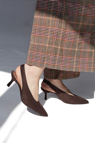 Dunkelbraune Slingbacks mit niedrigem Absatz von Francesca Gritti, Modell P6050