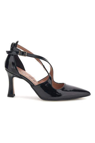 Schwarze Pumps mit gekreuzten Riemchen und Absatz von Francesca Gritti A78