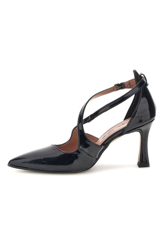 Schwarze Pumps mit gekreuzten Riemchen und Absatz von Francesca Gritti A78