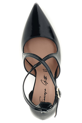 Schwarze Pumps mit gekreuzten Riemchen und Absatz von Francesca Gritti A78