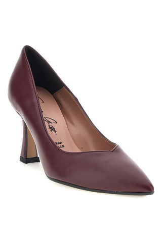 Bordeauxrote Pumps mit Absatz und spitzer Zehenpartie von Francesca Gritti 3354