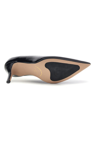 Schwarze Pumps mit geformtem Ausschnitt und Absatz von Francesca Gritti, Modell P7068