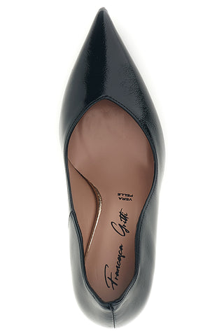 Schwarze Pumps mit geformtem Ausschnitt und Absatz von Francesca Gritti, Modell P7068