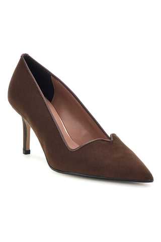 Dunkelbraune Pumps mit Absatz und spitzer Zehenpartie von Francesca Gritti, Modell P7047