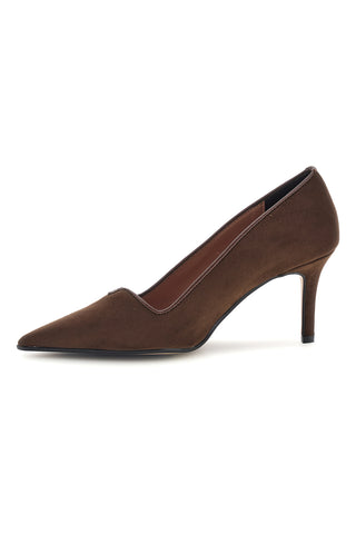 Dunkelbraune Pumps mit Absatz und spitzer Zehenpartie von Francesca Gritti, Modell P7047