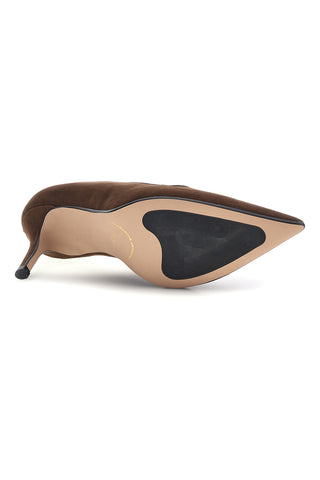 Dunkelbraune Pumps mit Absatz und spitzer Zehenpartie von Francesca Gritti, Modell P7047