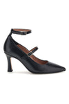 Schwarze Pumps mit doppeltem Riemchen und Absatz von Francesca Gritti, Modell P8090