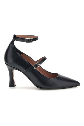 Schwarze Pumps mit doppeltem Riemchen und Absatz von Francesca Gritti, Modell P8090