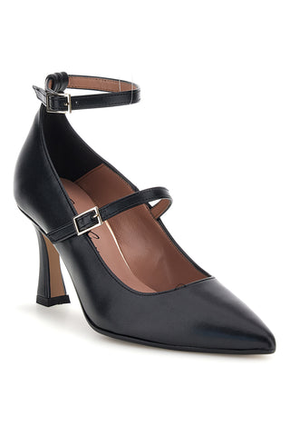 Schwarze Pumps mit doppeltem Riemchen und Absatz von Francesca Gritti, Modell P8090