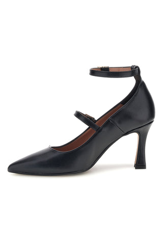 Schwarze Pumps mit doppeltem Riemchen und Absatz von Francesca Gritti, Modell P8090