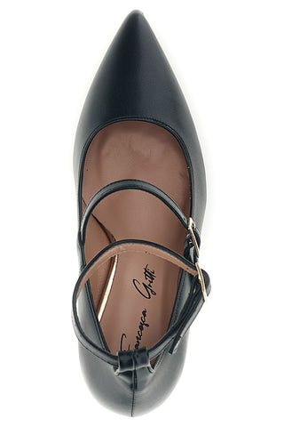 Schwarze Pumps mit doppeltem Riemchen und Absatz von Francesca Gritti, Modell P8090