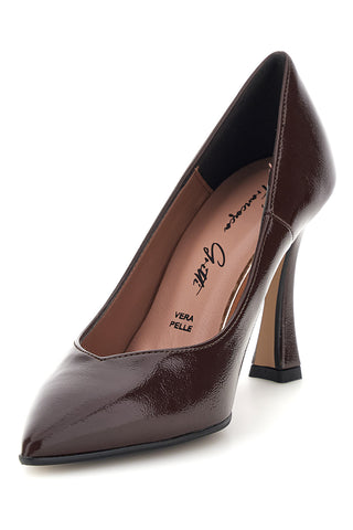 Dunkelbraune Pumps mit Absatz und Lederinnensohle von Francesca Gritti 157