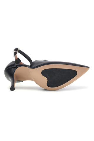 Schwarze Pumps mit Knöchelriemen und Absatz von Francesca Gritti, Modell P9021