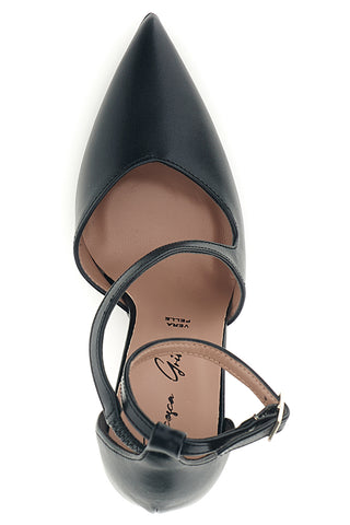Schwarze Pumps mit Knöchelriemen und Absatz von Francesca Gritti, Modell P9021