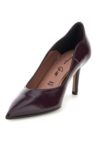 Bordeauxrote Pumps mit geformtem Ausschnitt und Absatz von Francesca Gritti, Modell P7068