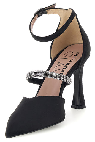 Schwarze Pumps mit Strasssteinen und Riemchen – Pittarello Glam 7092