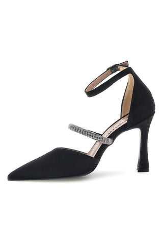 Schwarze Pumps mit Strasssteinen und Riemchen – Pittarello Glam 7092