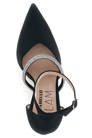 Schwarze Pumps mit Strasssteinen und Riemchen – Pittarello Glam 7092