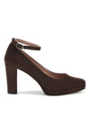 Braune Pumps mit Knöchelriemen und breitem Absatz Pittarello Glam 2594