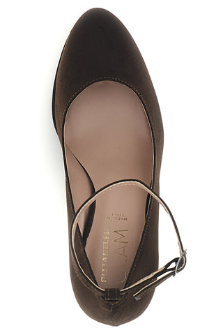 Braune Pumps mit Knöchelriemen und breitem Absatz Pittarello Glam 2594
