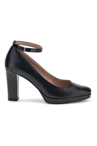 Schwarze Pumps mit Knöchelriemen und breitem Absatz Pittarello Glam 2594