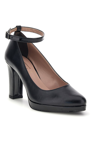 Schwarze Pumps mit Knöchelriemen und breitem Absatz Pittarello Glam 2594