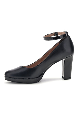 Schwarze Pumps mit Knöchelriemen und breitem Absatz Pittarello Glam 2594