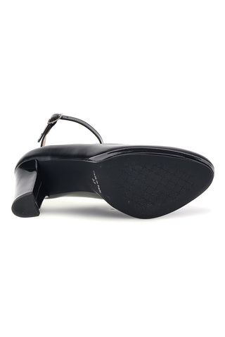 Schwarze Pumps mit Knöchelriemen und breitem Absatz Pittarello Glam 2594