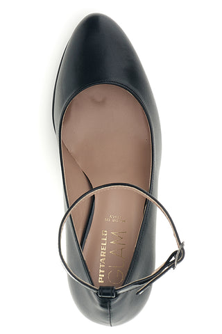 Schwarze Pumps mit Knöchelriemen und breitem Absatz Pittarello Glam 2594
