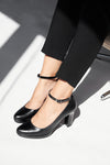 Schwarze Pumps mit Knöchelriemen und breitem Absatz Pittarello Glam 2594