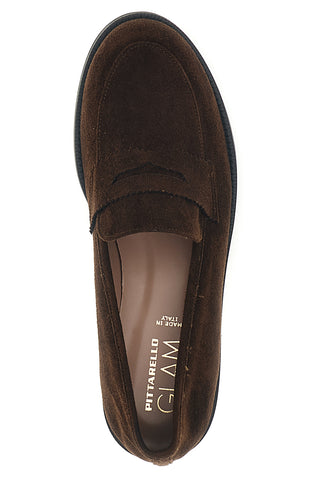 Mocassini marroni con effetto suede made in Italy Pittarello Glam 4071SC