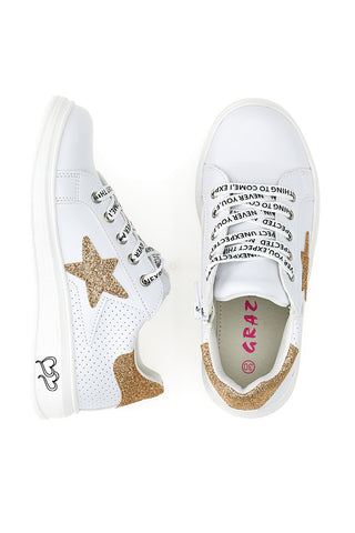 Grazie Sneakers 13580 Weiß mit goldenem Glitzerstern