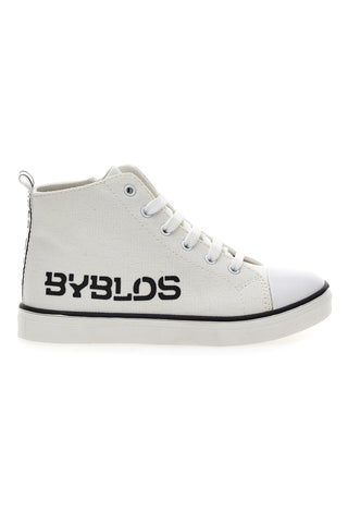 Byblos 122 hohe Sneakers aus weißem und schwarzem Canvas