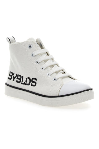 Byblos 122 hohe Sneakers aus weißem und schwarzem Canvas