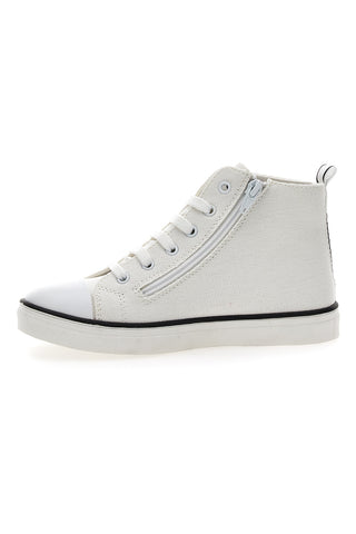 Byblos 122 hohe Sneakers aus weißem und schwarzem Canvas