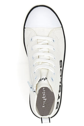 Byblos 122 hohe Sneakers aus weißem und schwarzem Canvas